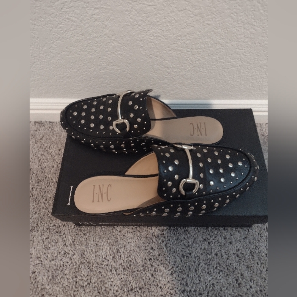 INC International Concepts Black Studded Clogs